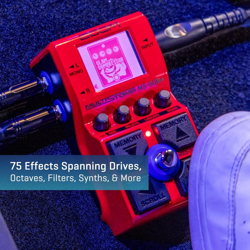 ZOOM MS-60B+ MultiStomp Bass Effects Pedal with 95+ Effects Featuring Amp Models, Preamps, Chorus, Delays, Reverbs, Filters, Stereo Effects, Effect Chaining, Single Stompbox, Tuner, & Battery Powered - Image 3